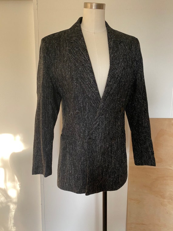 Vintage 70s 80s Tweed Wool Double Breasted Suit B… - image 5