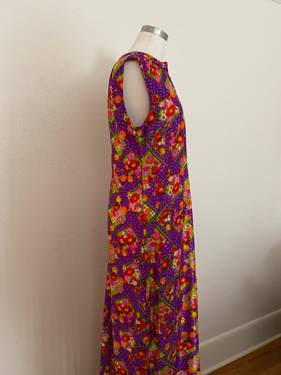 Vintage 60s Psychedelic Day Glo Daisy Maxi Dress … - image 9