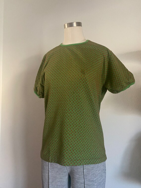 Vintage 60s 70 Funky Knit Geometric Short Sleeve … - image 5