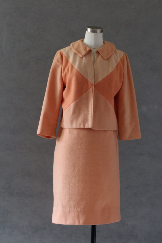 Vintage 60s Colorblocked Matching Set with Peach … - image 3
