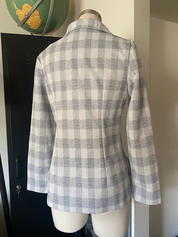 Vintage 60s Polyester Checkerboard Long Sleeve Bu… - image 5