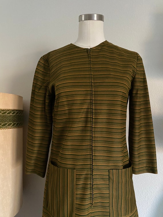 Vintage 60s Mod Mini Striped Long Sleeve Dress in… - image 2