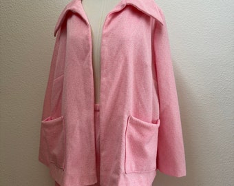 Blazer et pantalon évasé vintage des années 60 Bold Bubble Gum Grid rose vif en polyester Mod assortis, blazer et pantalon évasé ; Ensemble coordonné années 60 ; Tailleur pantalon rétro Années 60 M L
