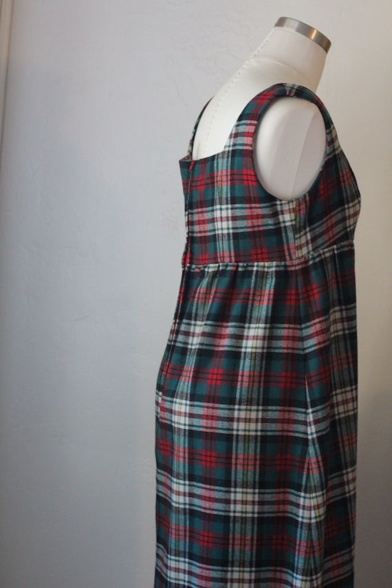 70s Vintage Plaid Maxi Dress; Red, Green, and Whit