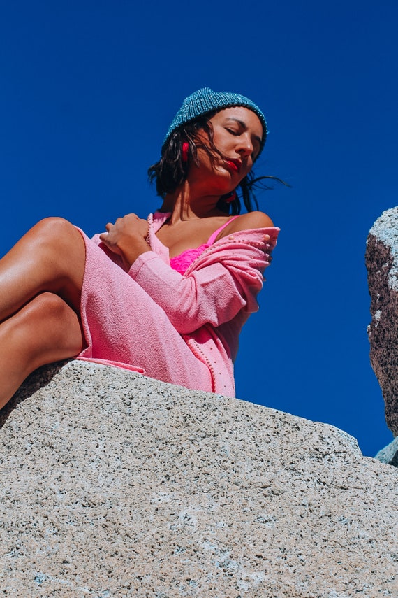 Vintage 60s Mod Bright Pink Matching Set with Pink Po… Gem