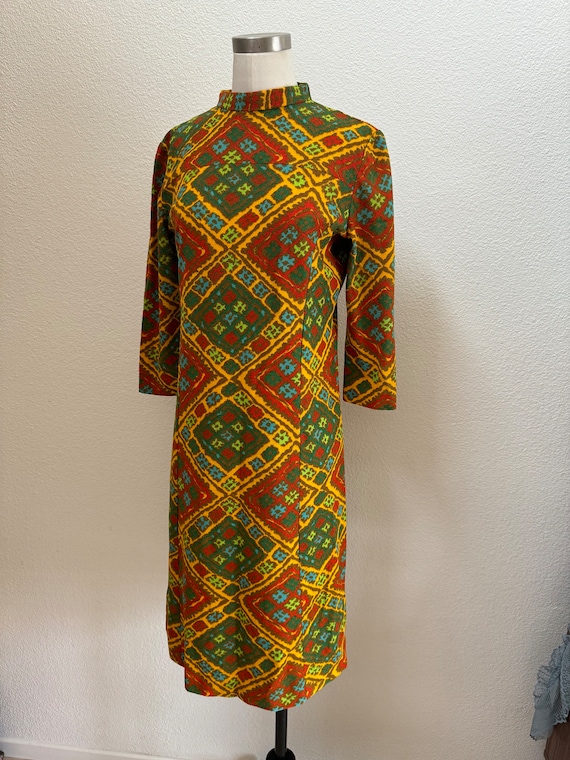 Vintage 60s Mod Novelty Psychedelic Fit and Flare… - image 2