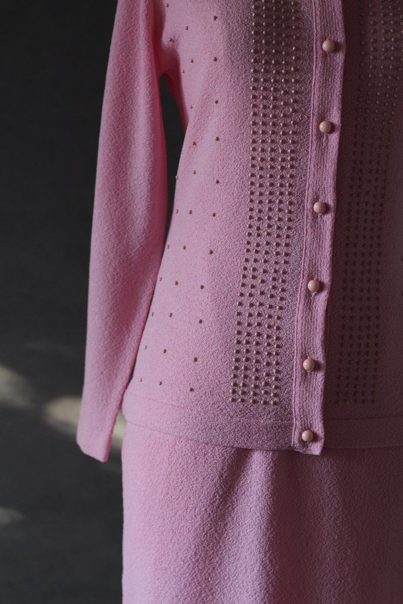 Vintage 60s Mod Bright Pink Matching Set With Pink Polka Dot Etsy