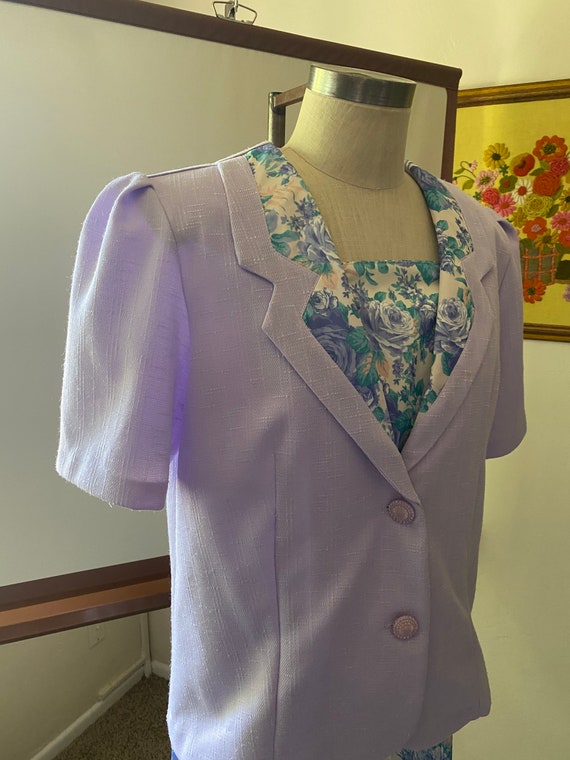 Vintage 80s Floral Matching Set with Blouse and Mi