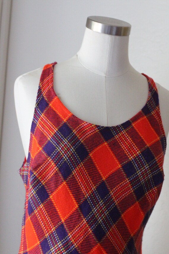 Vintage 70s Argyle/Plaid Maxi Dress; Red, Purple,… - image 7