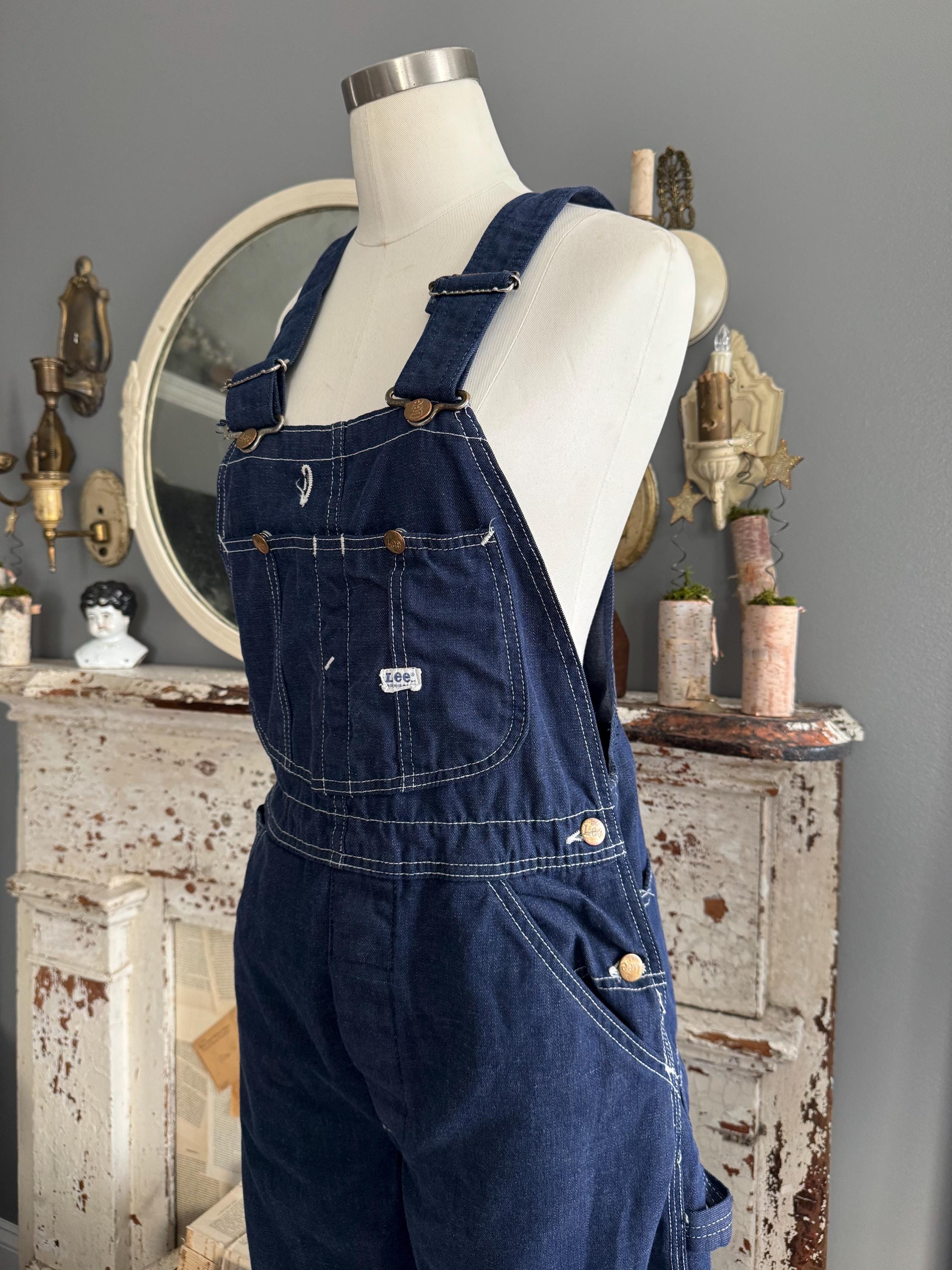 Vintage 60s Classic Jelt Lee Unisex Jean Overalls Dark Wash