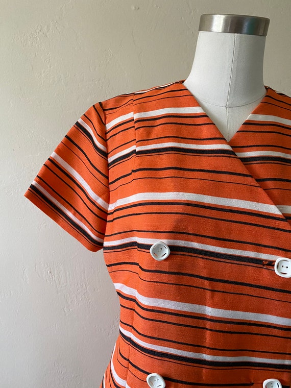 Vintage 60s Retro Striped Matching Skirt Set with 