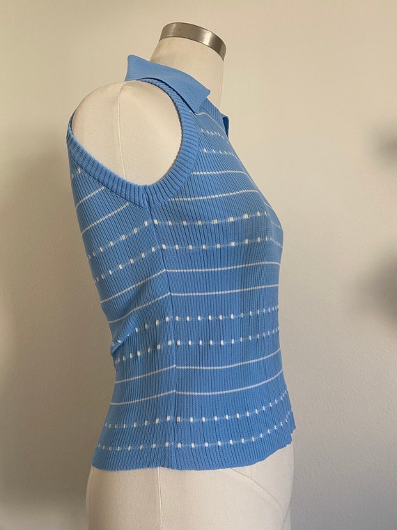 Vintage 70s Stretch Knit Ribbed Tank Top with Str… - image 3