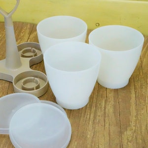 Tupperware Condiment Set With Caddy/1970&#39;s Tupperware/Storage Containers/Picnic Containers/12 oz Containers/Plastic/Kitchen Storage/Vintage