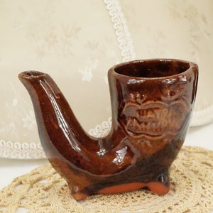 Vintage Redware Pottery/Pipe/Creamer/Water Can/Oddity/Kitchen Oddity/Red Ware/Plant Waterier/Unknown Object/Vintage/Pipe Shaped/Watra