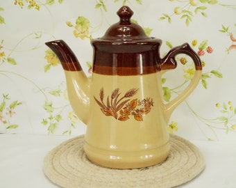 white porcelain farmhouse dining Vintage coffee pot rustic kitchen farmhouse kitchen brown coffee pot made in Germany vintage