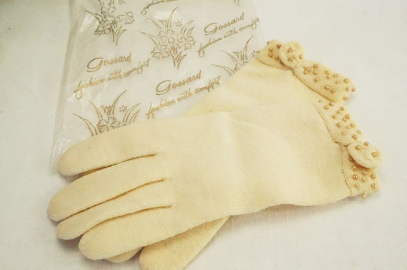 Vintage Girls Dress Gloves/Knitted Dress Gloves/B… - image 2