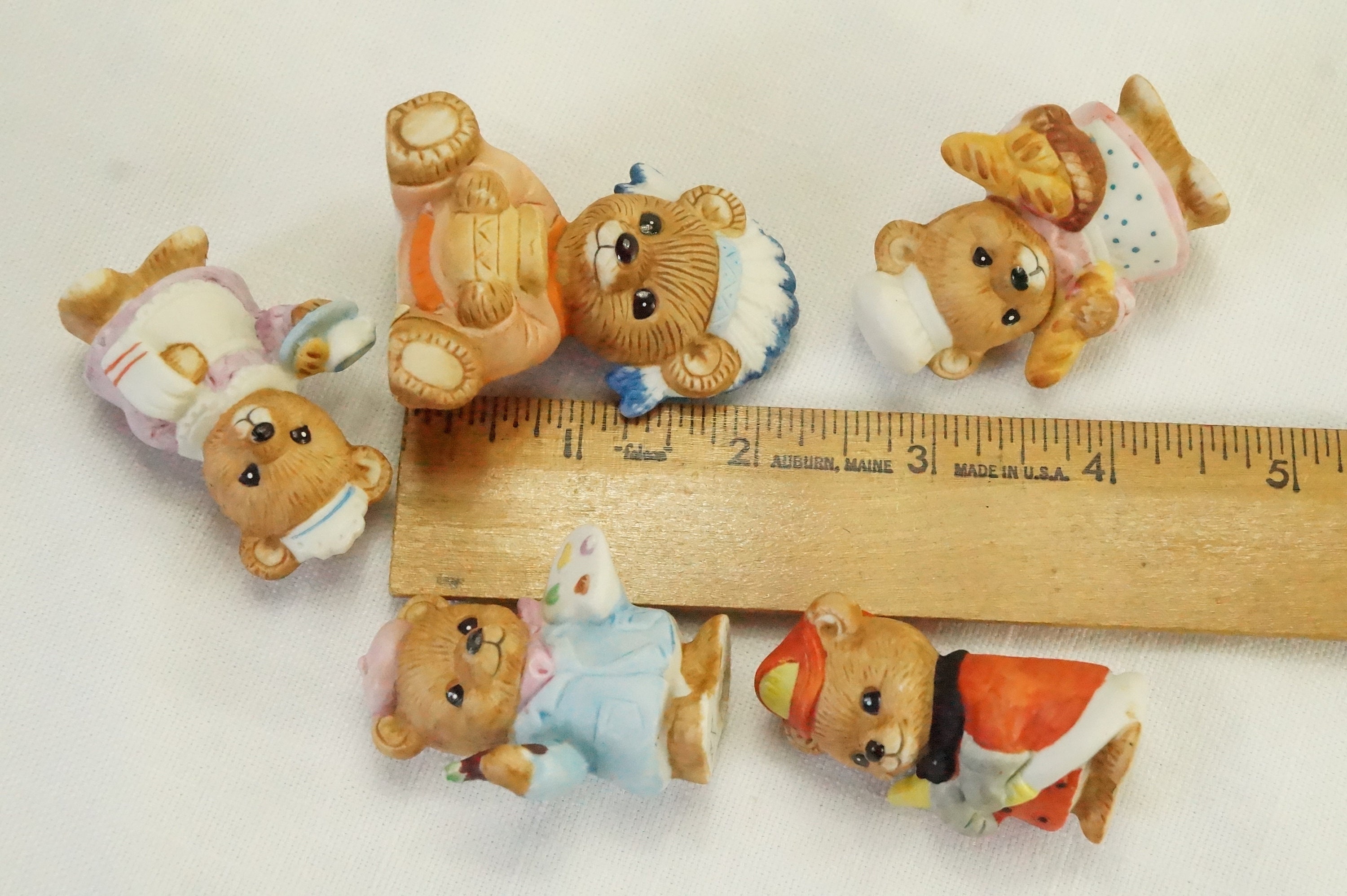 Collectible Little Bear Figurines/homco Bears/set of 5/small Etsy