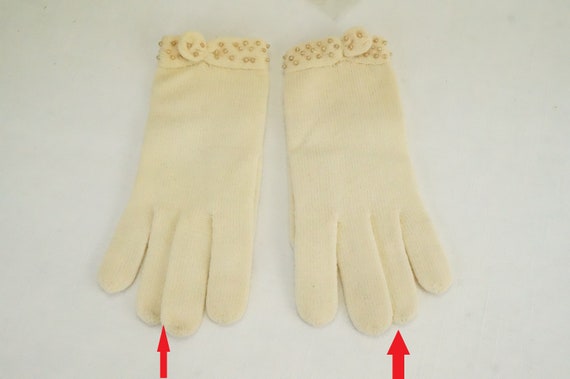 Vintage Girls Dress Gloves/Knitted Dress Gloves/B… - image 3