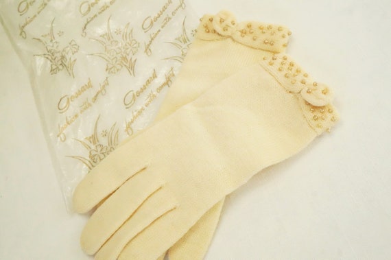 Vintage Girls Dress Gloves/Knitted Dress Gloves/B… - image 1