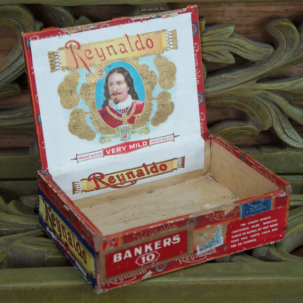 Old Cigar Boxes/Renaldo Cigars/1926/Banker's 10/Wood Cigar Box/Empty Box/Philippine Tobacco/Small Tobacco Box/Collectable/Stamp Act 1926