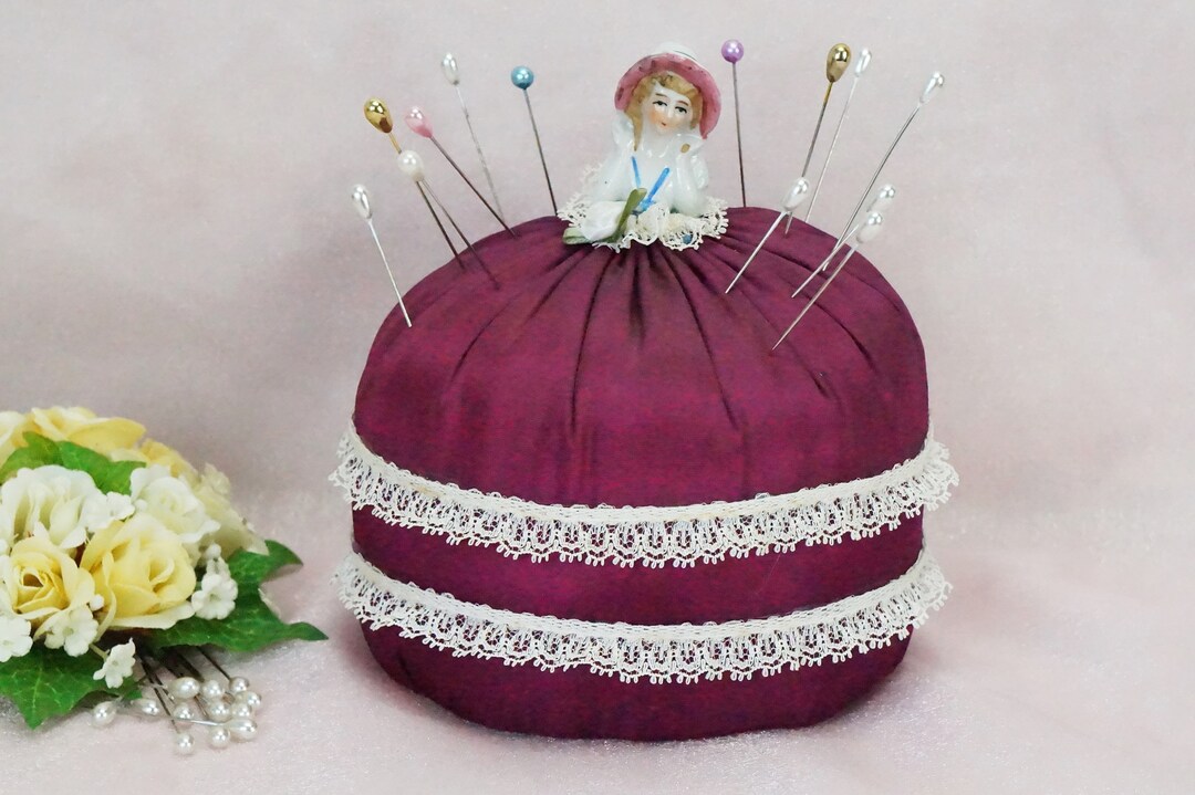 Victorian Pincushion Doll/pincushion Lady/satin Covered/large Etsy