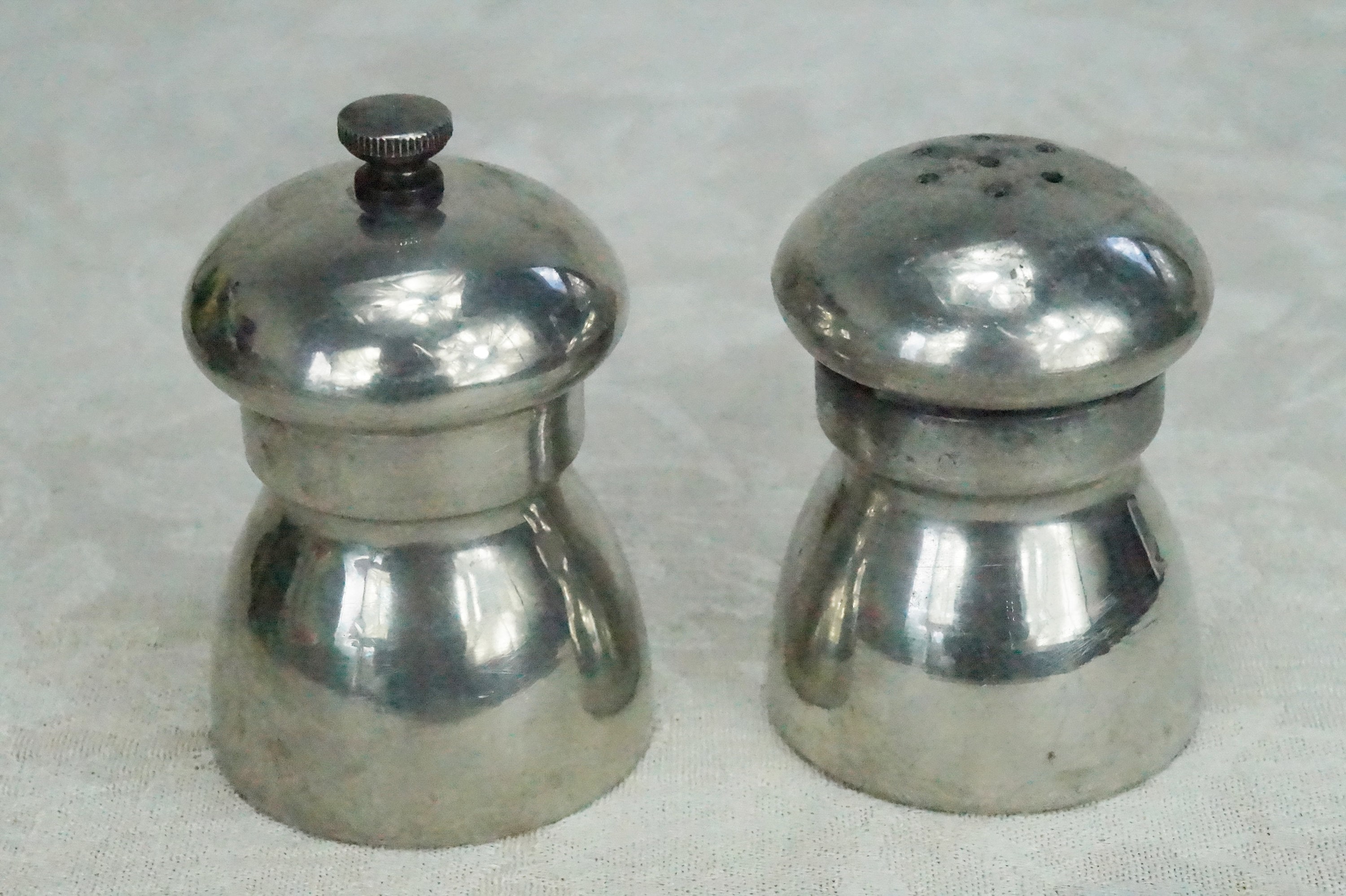 Spice Grinder for Salt and Pepper Mill Vintage Metal Refillable Silver Tall  Made
