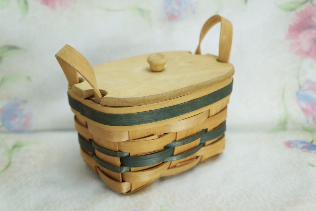 Small Split Reed Basket With Cover/fitted Cover/two Handled Basket ...