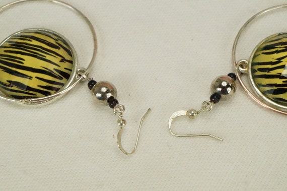 Funky Disco Earrings/Tiger Striped/Hooped Earring… - image 8