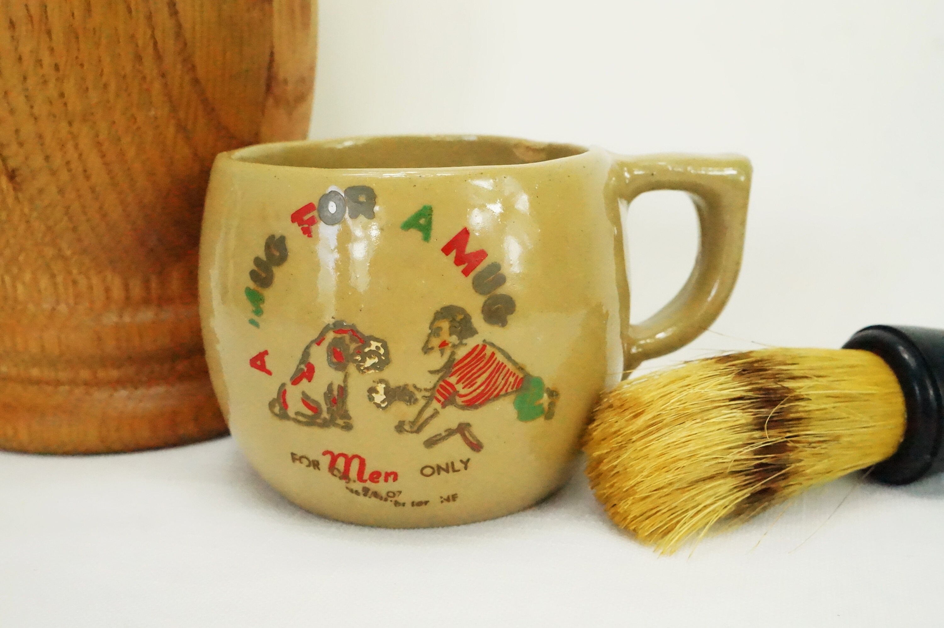 Barber Shop Mug With Brush/Rustic Shaving Mug/Humorous/Pottery Etsy