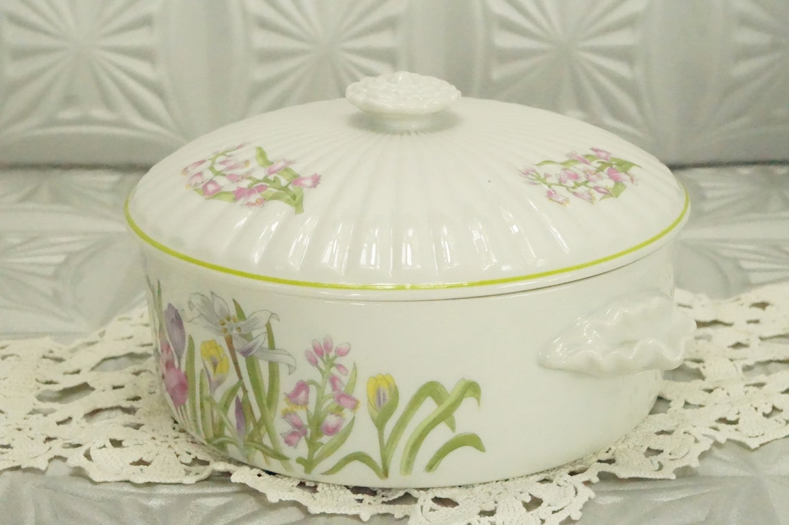 Porcelain Casserole Dish From Japan/Crocus/Shafford/One Etsy