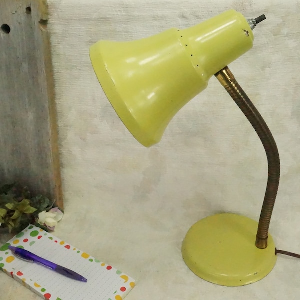Mid Century Gooseneck Lamp/Apple Green/Adjustable Light/Desktop Or Hanging/Flexible/Multi Position/Electric Light/Vintage Green Lamp/Retro