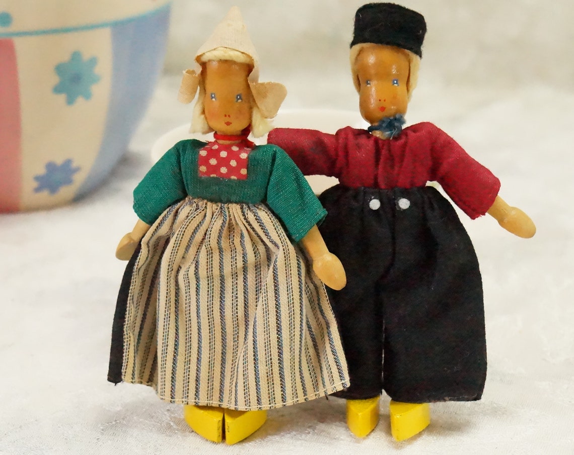 Little Vintage Wood Dutch Dolls/Peg Wood Dolls/Dutch Etsy