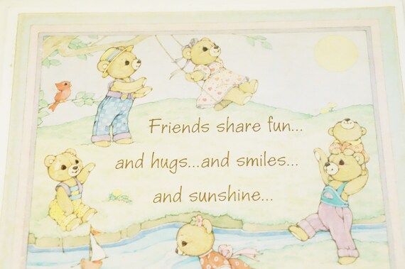 Nursery Wall Plaque Vintage Plaque Hallmark Wall Plaque Teddy Bears Friends Share Fun Kid S Wall Decor Nursery Decor Wood Friend Teddy Bear