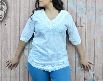 Blouse mexicaine authentique // Blouse blanche // Blouse mexicaine à manches longues