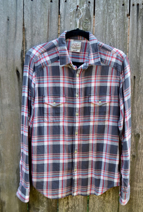 Men's shirt // Lucky Brand // Plaid Shirt //  Long