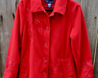 Coat// Red Coat // Vintage Coat // Fleece Coat // Cozy Coat