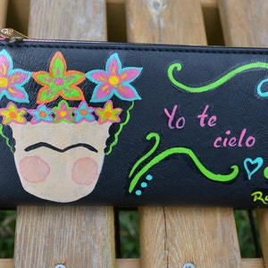 Portemonnaie // Schmales Portemonnaie // Frida Kahlo Handbemaltes Portemonnaie