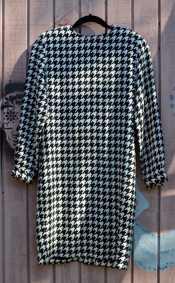 Vintage Houndstooth Dress - Liz Claiborne Black and White Plaid - Etsy