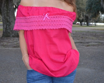 Mexikanische Bluse / Pinke Bauernbluse / Mexikanische Bauernbluse / Off the Shoulder Top