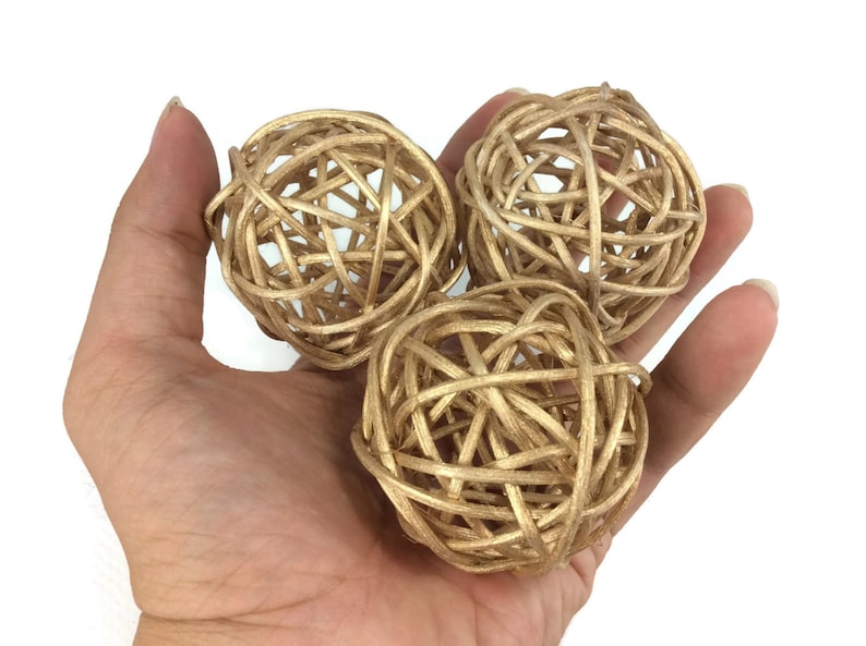 Rattan Ball Small Gold Craft Handmade Wedding Decorative Balls Etsy