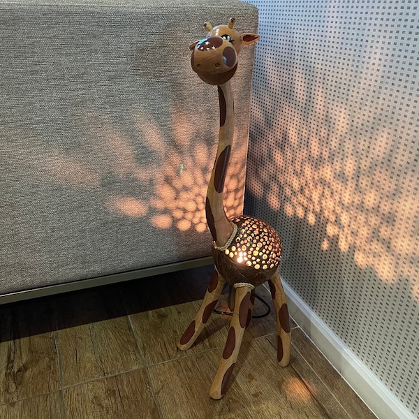 Girafe Lampe Lanterne Animal Noix De Coco Lampe Coquille Chambre Lampe Table Lampadaire Taille Moyenne