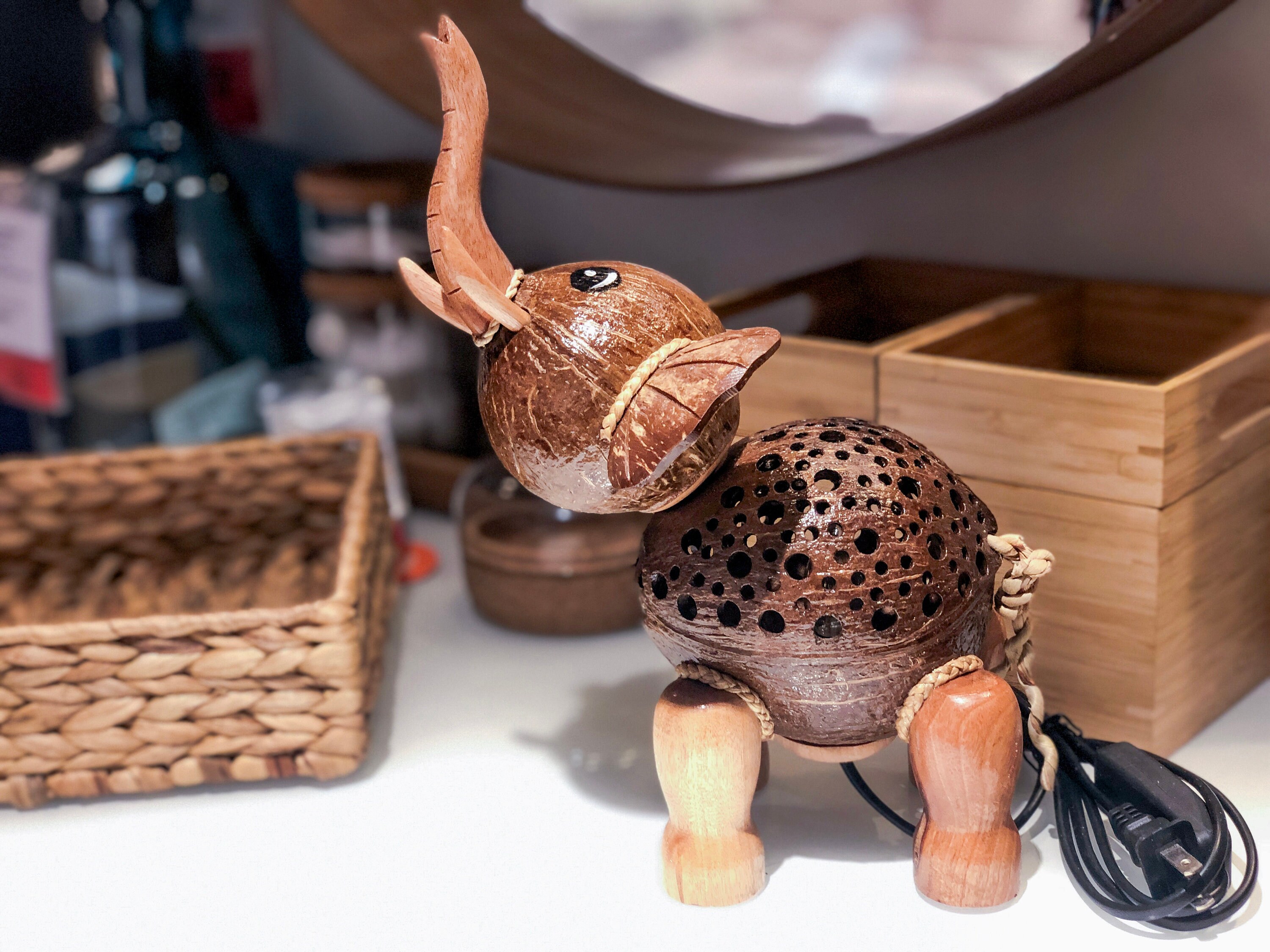 Elephant Coconut Lamp Gift Animal Lamp Coconut Shell Bedroom - Etsy