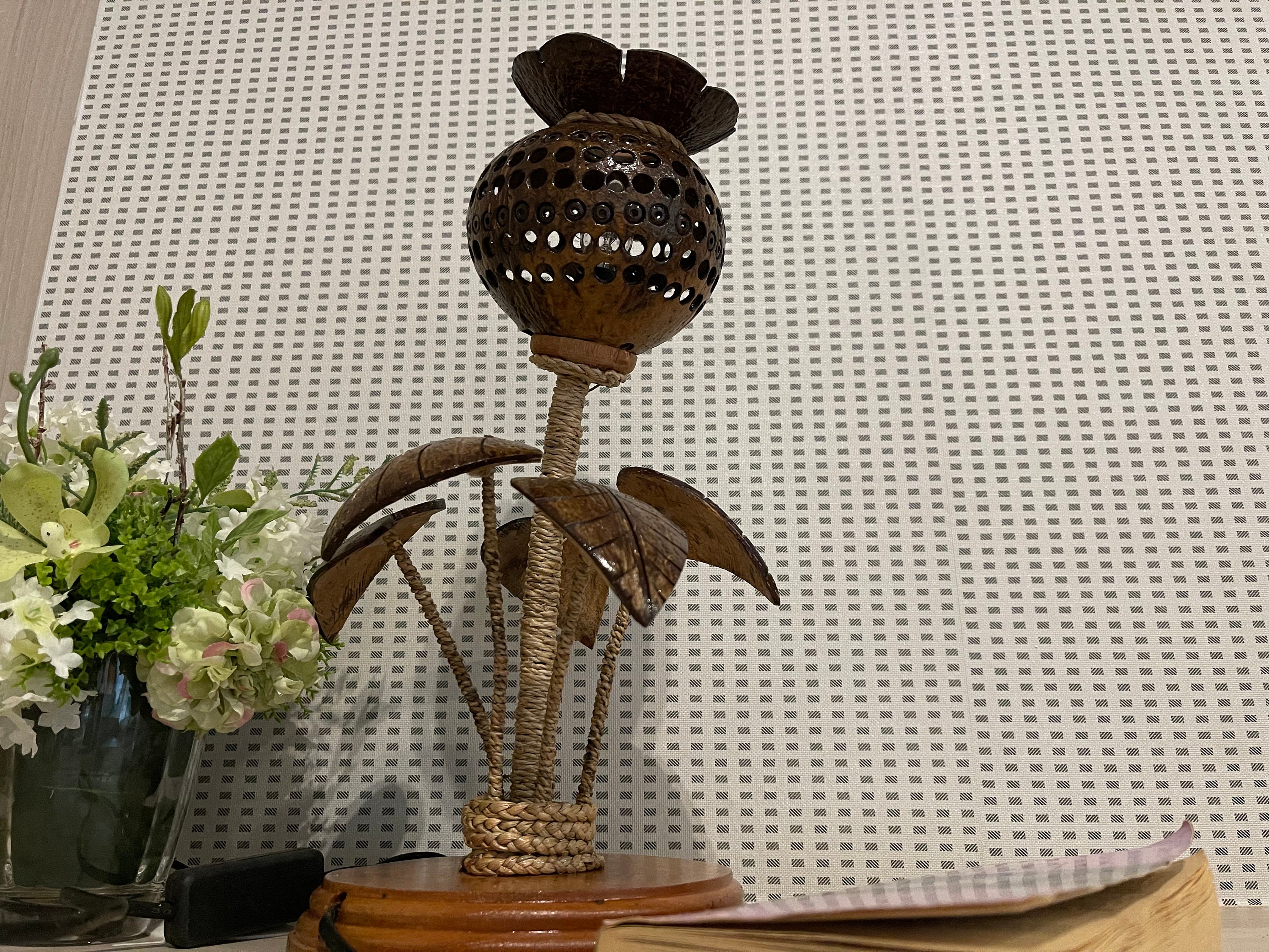 Flower Coconut Lamp Coconut Tree Shell Bedroom Lamp Tree Table | Etsy