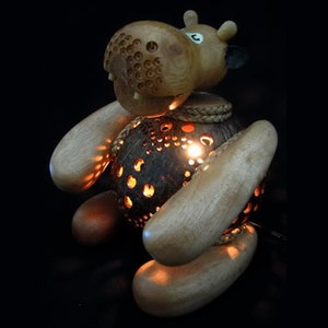 Hippopotamus Hippo Animal Lamp Coconut Shell Bedroom Lamp Table Floor Light Coconut Wooden Garden Handmade