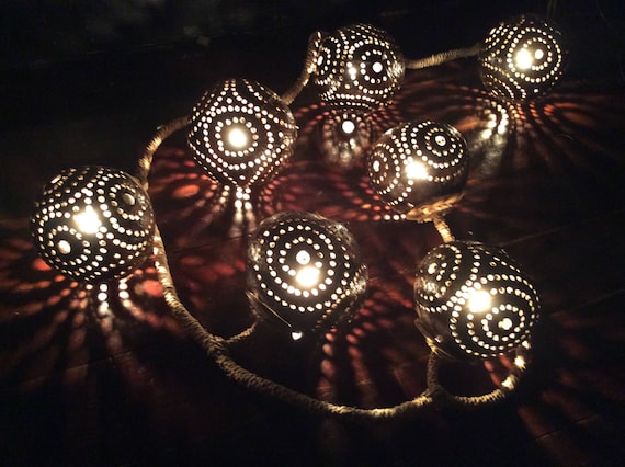 7 Balls Hanging Lamp Made of Coconut Shell Bedroom Lamp Light