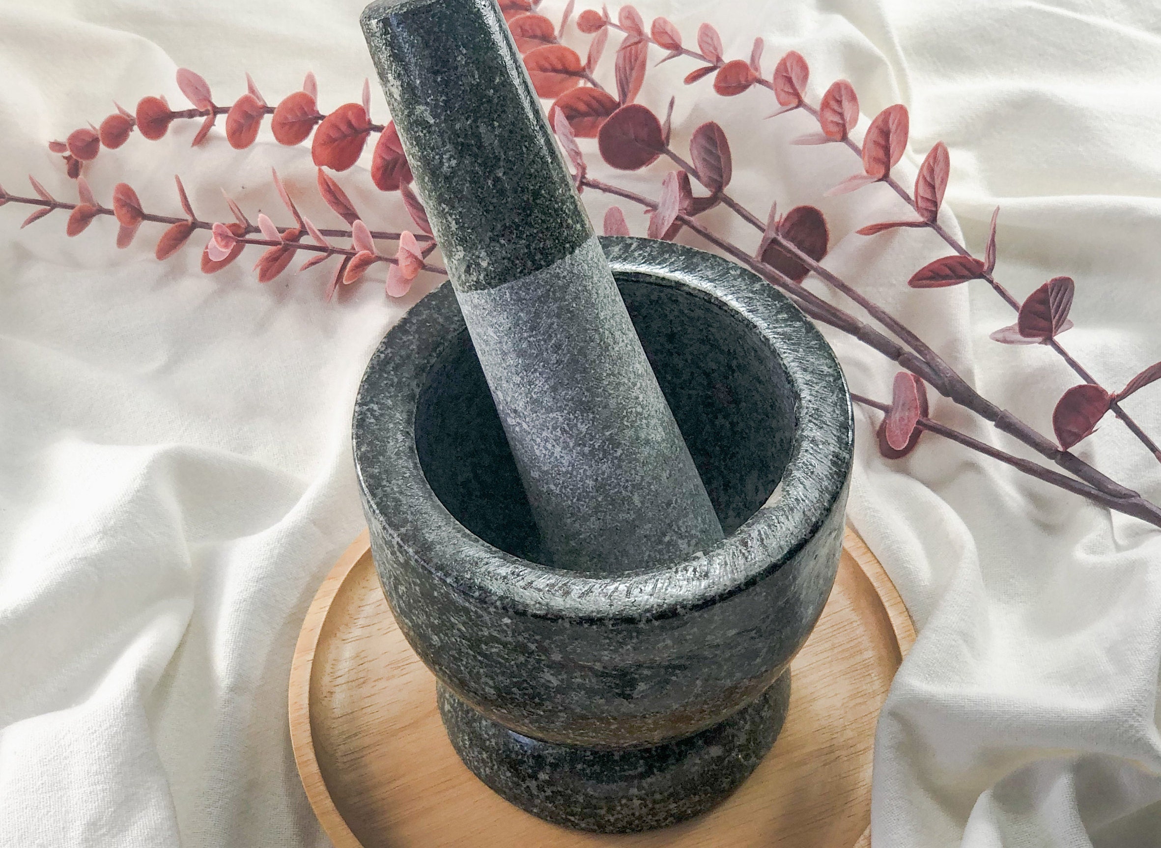 Mortar and Pestle Stone Stoneware Kitchen Utensils Grinder Etsy
