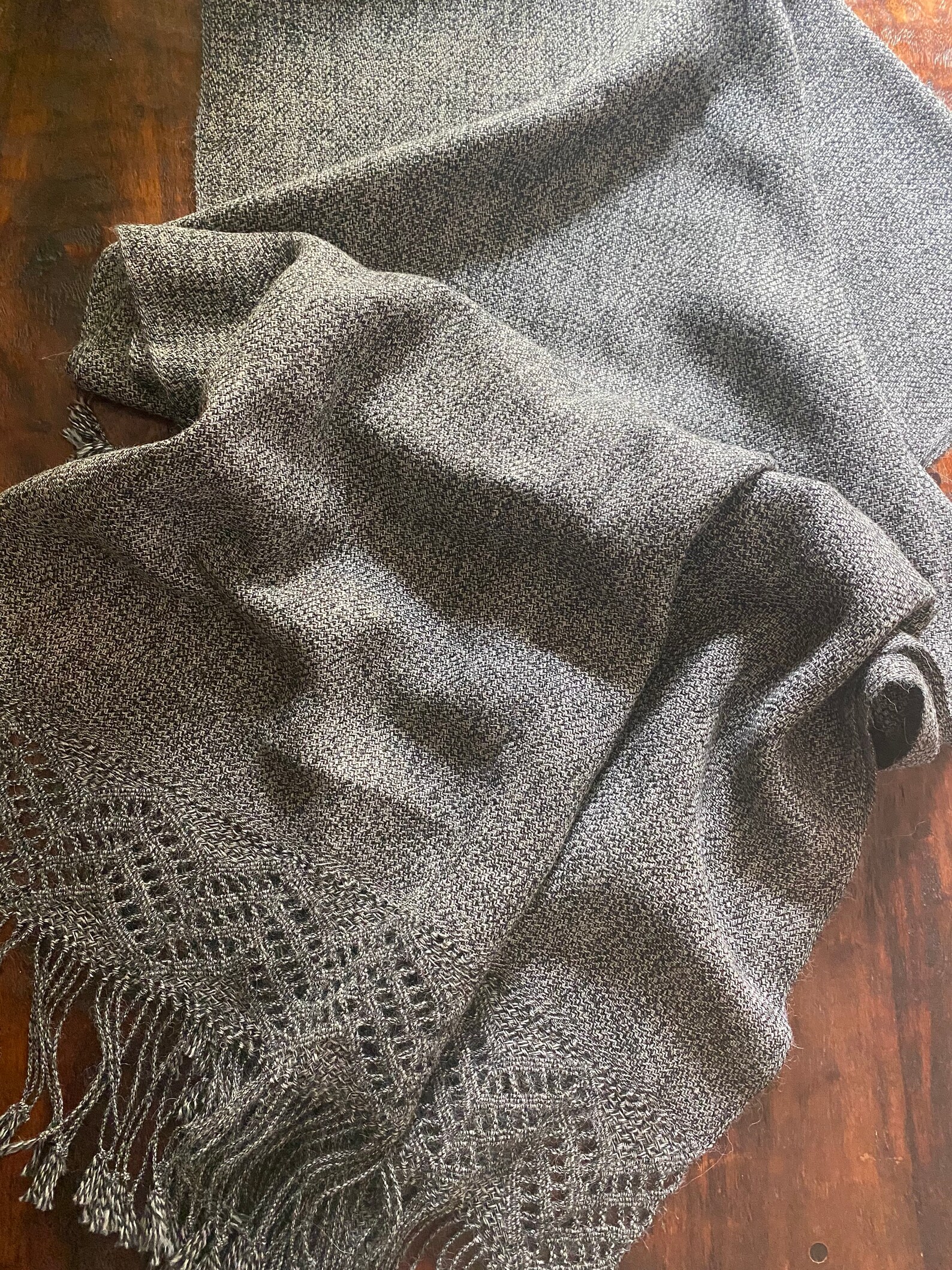 black and grey shawl
