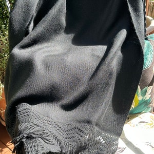 Stunning hand-made black shawl with macrame 6x2 image 5