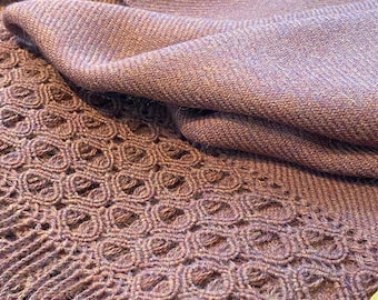 Copper, lavender and blue baby alpaca shawl.