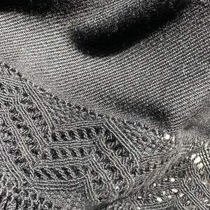 Stunning hand-made black shawl with macrame 6x2 image 6